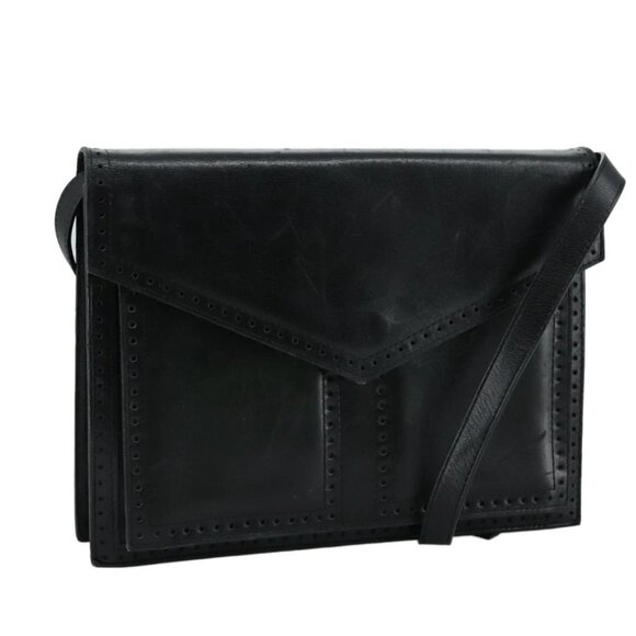 SAINT LAURENT Shoulder Bag Leather Black Auth 104721 - Picture 1 of 16